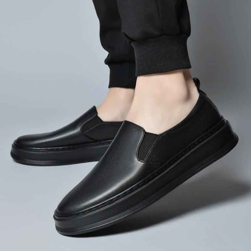 Men's Genuine Leather Slip-On Casual Shoes with Soft Sole