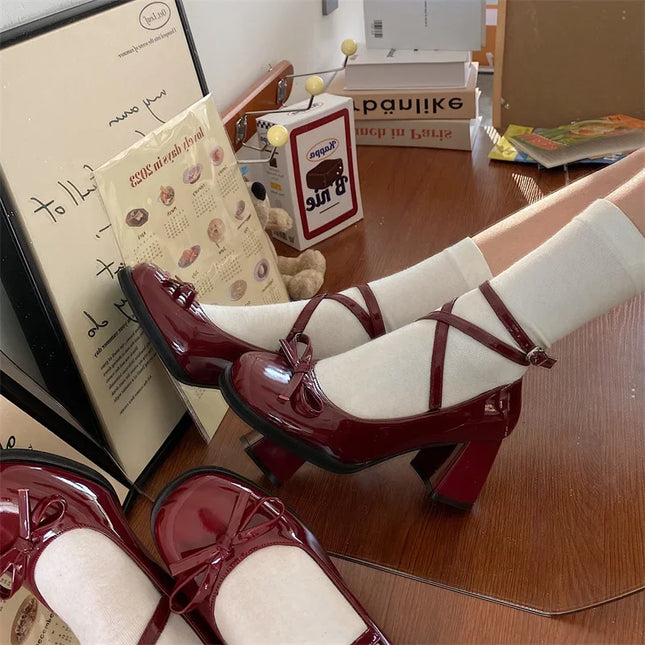 Mary Jane Women's Thick Heeled Pumps - Various colors