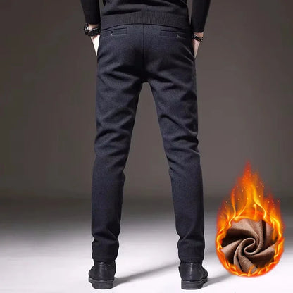 Men's Cotton Fleece Trousers with Drawstring and Elastic Waistband