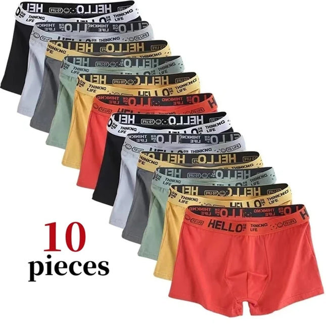 10-Pack Men's High Stretch Boxer Shorts - Breathable and Soft Underwear
