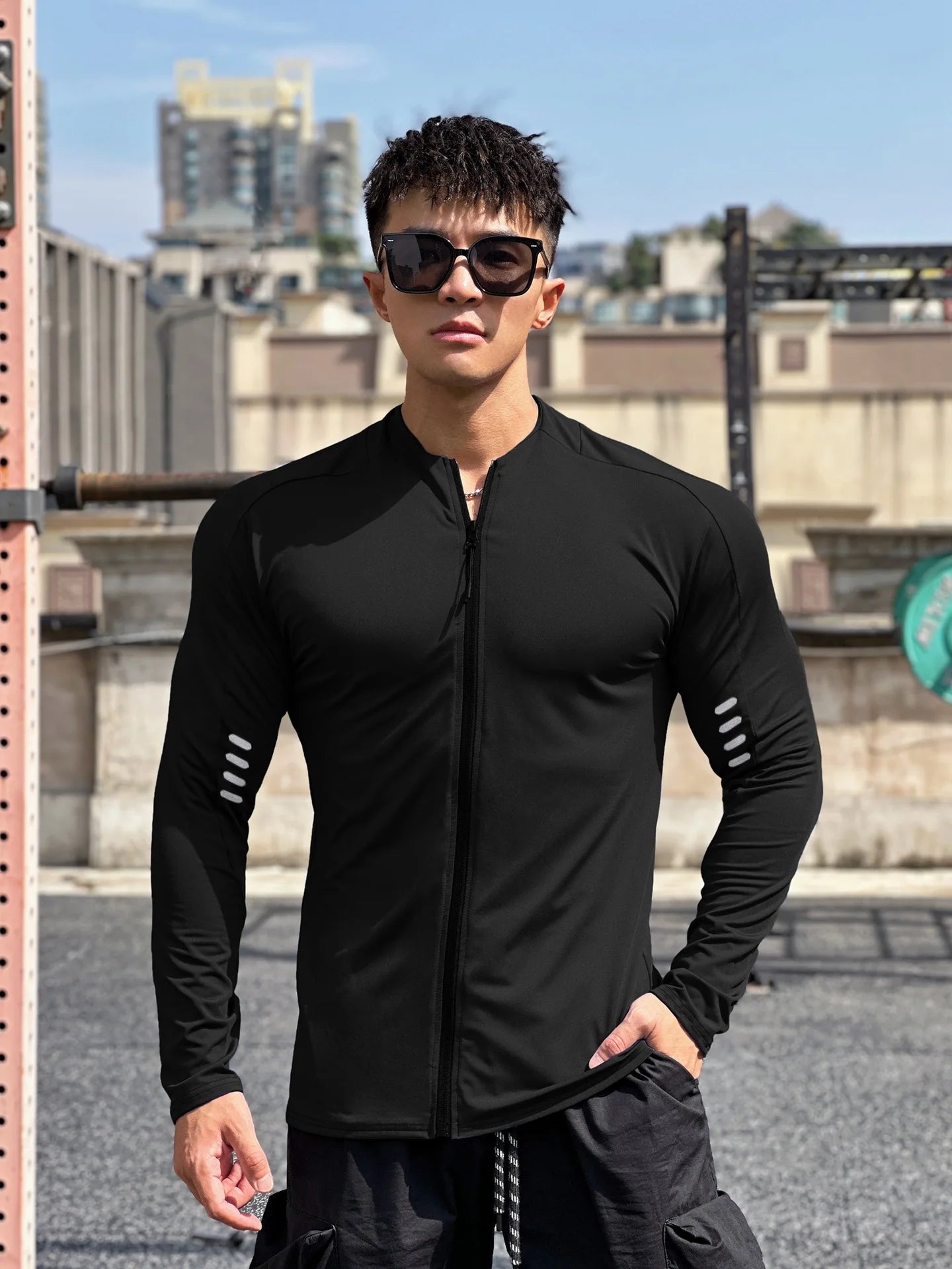 Men's Quick-Dry Long Sleeve Compression Jacket - Performance Activewear for Enhanced Mobility