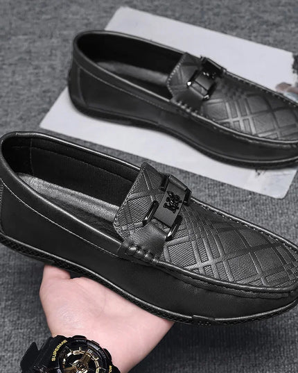 Men's Casual Faux Leather Shoes - Breathable Slip-On Design