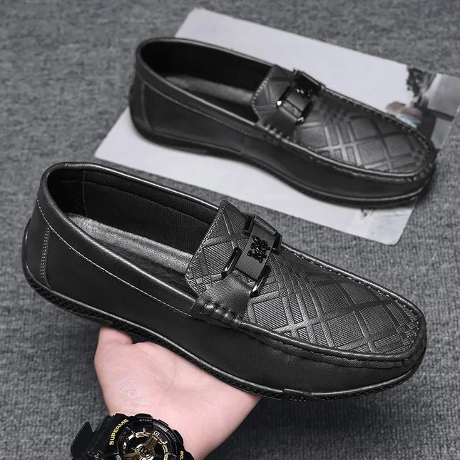 Men's Casual Faux Leather Shoes - Breathable Slip-On Design