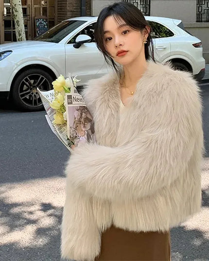 Women's Short Loose Faux Fur Coat - Various Colors