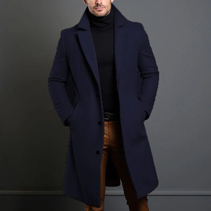 Men's Mid-Length Warm Wool Trench Coat – Stylish & Comfortable Outerwear for Men