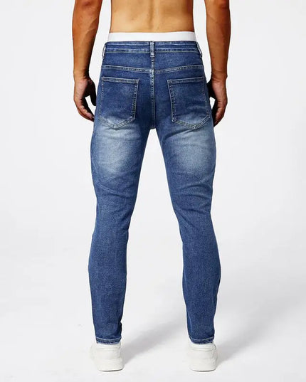 Men's Zipper Pleated Retro Denim Pants