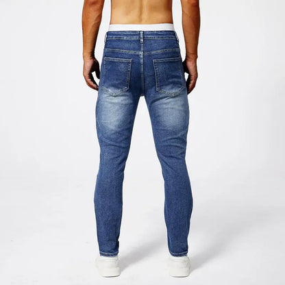 Men's Zipper Pleated Retro Denim Pants