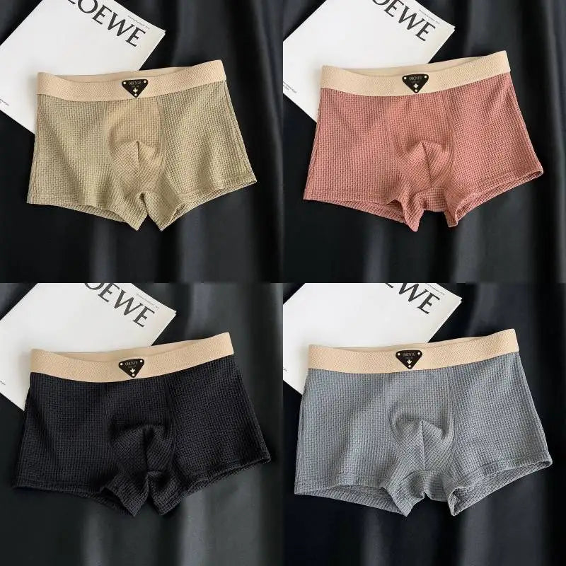4-Pack Men’s Knitted Plaid Boxer Briefs – Comfortable, Stylish Men’s Underwear