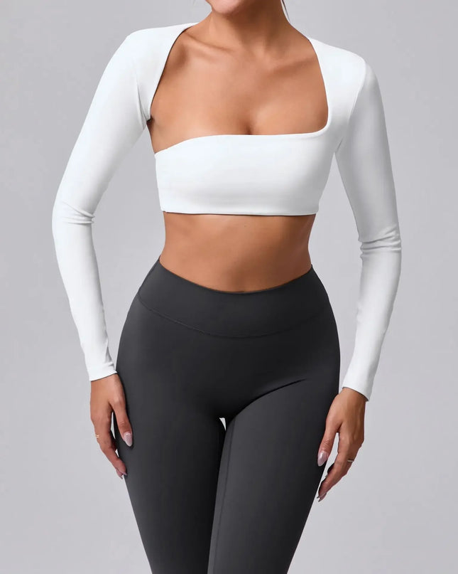Women's Cut-Out Sport Top, Cropped, Asymmetric Square Neck