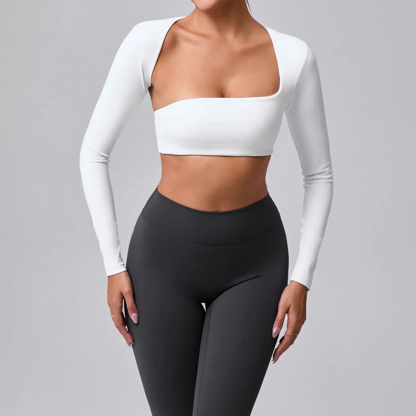 Women's Cut-Out Sport Top, Cropped, Asymmetric Square Neck