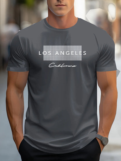 Men's Cotton Los Angeles Graphic Slim Fit Casual Round Neck T-Shirt
