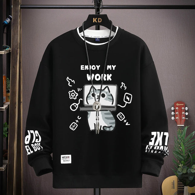 Men's Long Sleeve Sweatshirt with Cartoon Character Print