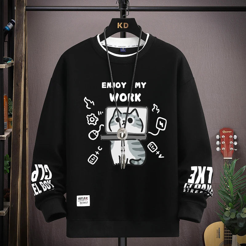 Men's Long Sleeve Sweatshirt with Cartoon Character Print