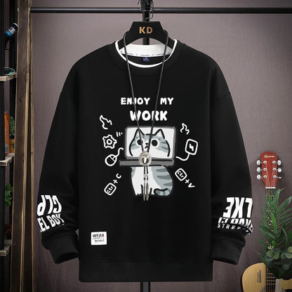 Men's Long Sleeve Sweatshirt with Cartoon Character Print