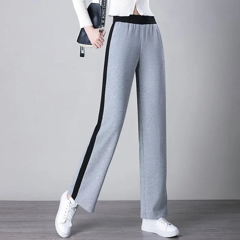 High Waist Elastic Waist Straight Leg Sweatpants for Women