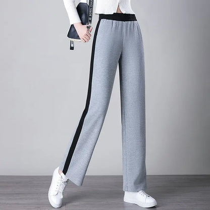 High Waist Elastic Waist Straight Leg Sweatpants for Women