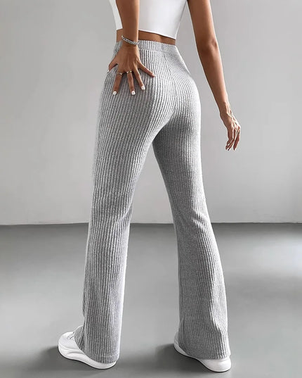 Women's Casual Ribbed Knit Slim Flared Pants