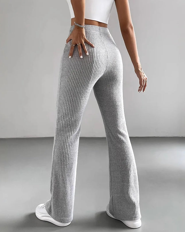 Women's Casual Ribbed Knit Slim Flared Pants