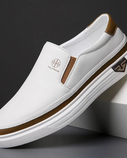 Men's Genuine Leather Slip-On Sneakers - Stylish & Comfortable Casual Footwear