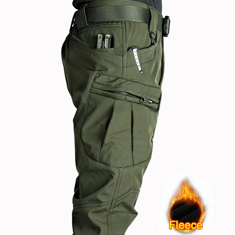 Men’s Waterproof Fleece Cargo Pants – Tactical Hiking Combat Trousers for Men
