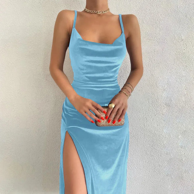 Elegant Velvet Midi Dress for Women - Various Colors