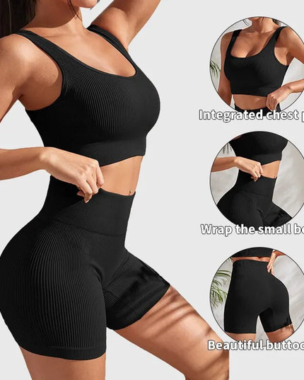 Ribbed Women's 2-Piece Set: Crop Tank Top and High-Waisted Shorts