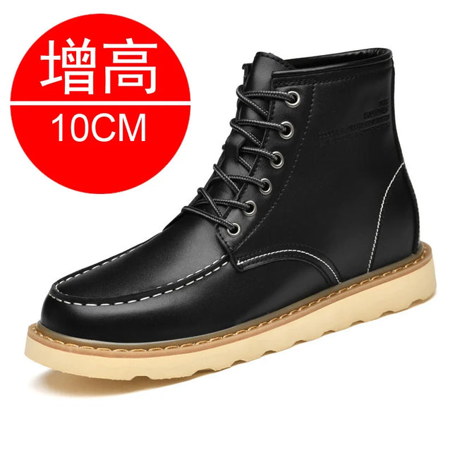 Men’s Height-Increasing Boots - Comfortable Faux Leather Mens Shoes for Enhanced Height & Style