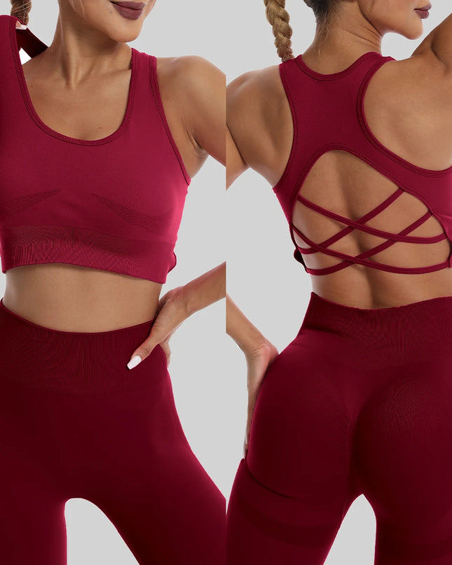 High Waist Seamless Leggings and Bra Set for Women