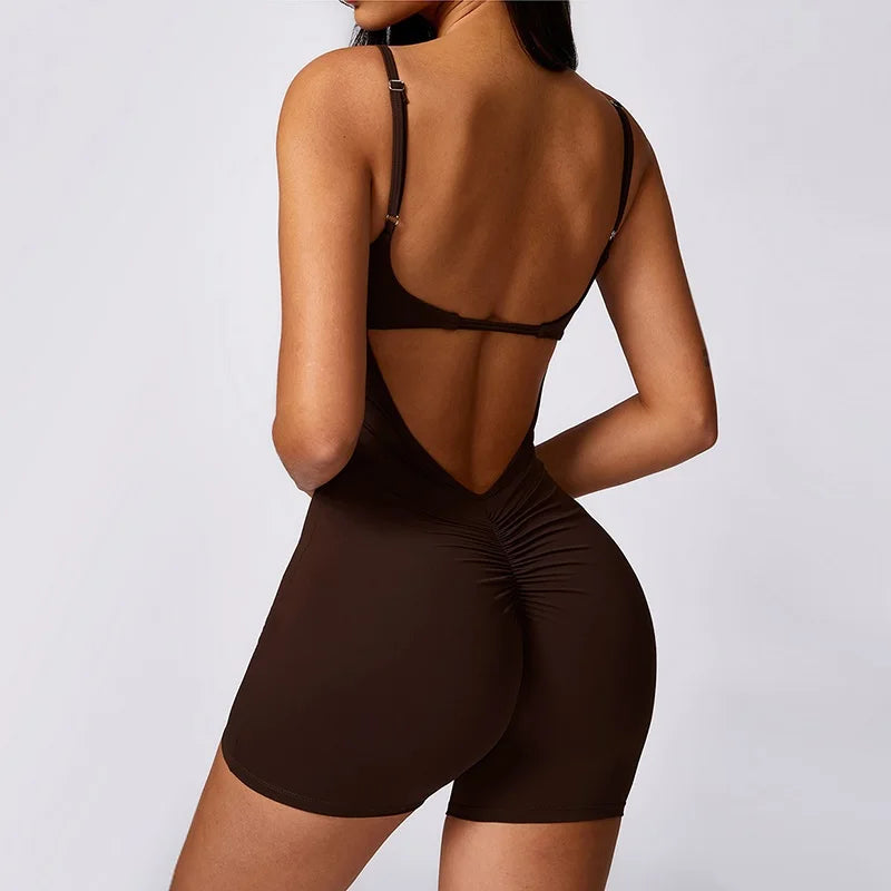 Women's Backless One-Piece Bodysuit - Fitness Seamless Jumpsuit for Activewear & Workout