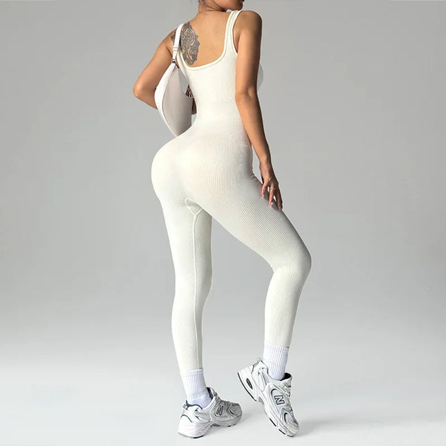 Women's Seamless Slim Fit One-Piece Jumpsuit with High Elasticity