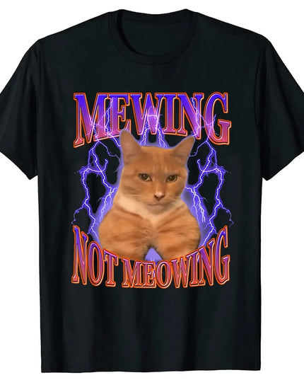 mewing cat t-shirt front in black
