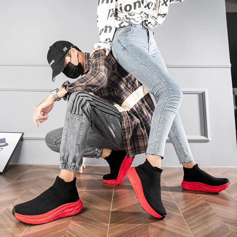 Unisex Breathable Lightweight Non-Slip Sneakers with Thick Sole
