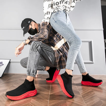 Unisex Breathable Lightweight Non-Slip Sneakers with Thick Sole