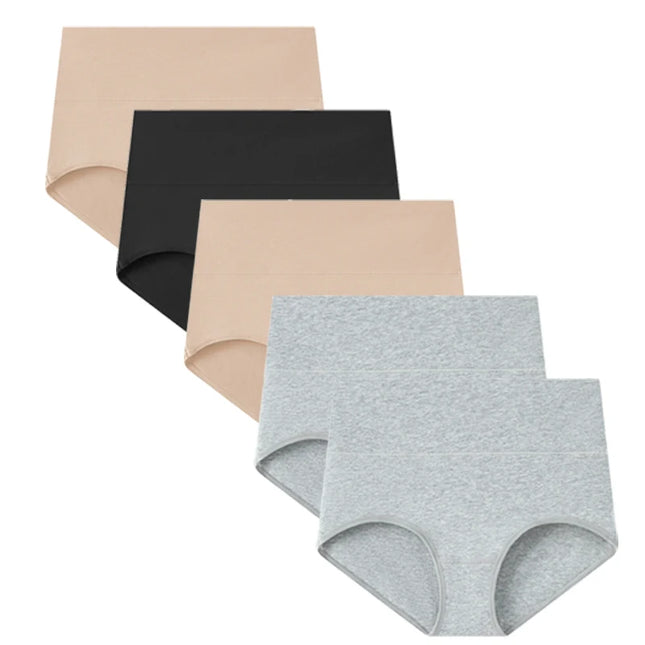 Set of 5 Women's High Waist Cotton Breathable Panties