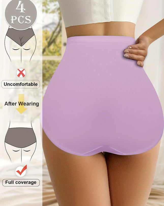 4-Pack Women's High-Waist Mesh Contrast Briefs, Breathable and Stretchy