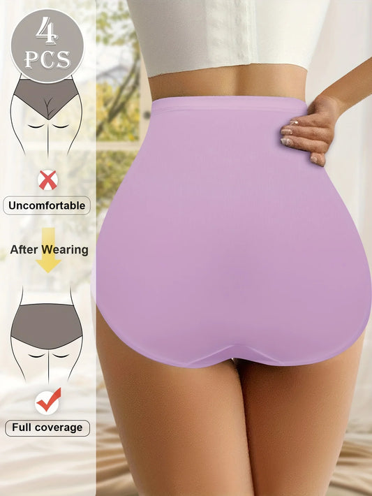 4-Pack Women's High-Waist Mesh Contrast Briefs, Breathable and Stretchy