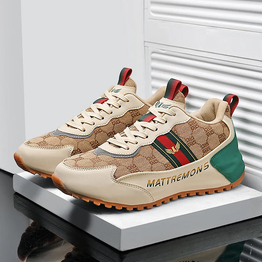 Men's Walking Sneakers with Thick Sole - Lace-Up Comfortable Athletic Shoes for Men