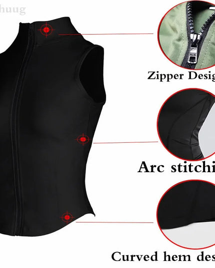 Women's Sleeveless Zip-Up Athletic Sweat Vest Jacket - Various Colors