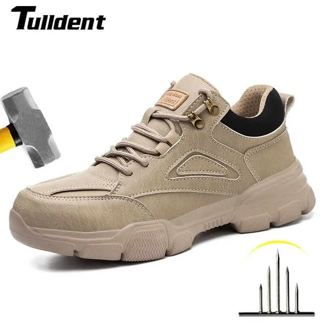 Anti-Puncture Steel Wire Safety Shoes for Men with Rotary Buckle
