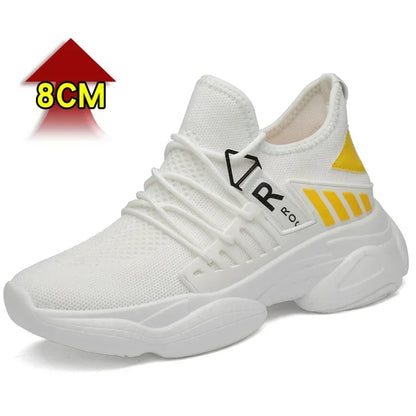 Men's Elevator Sneakers with 8cm Height-Increasing Insole – Breathable Mesh Design