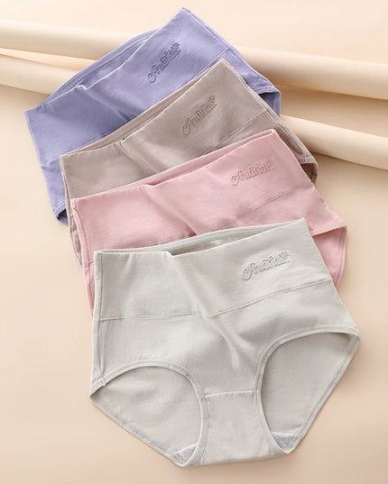 Set of 4 High-Waist Cotton Women's Underwear Briefs