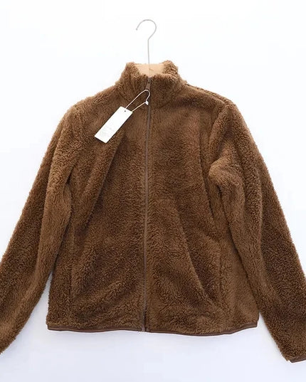 Women's Thick Fleece Zip Jacket with Stand Collar