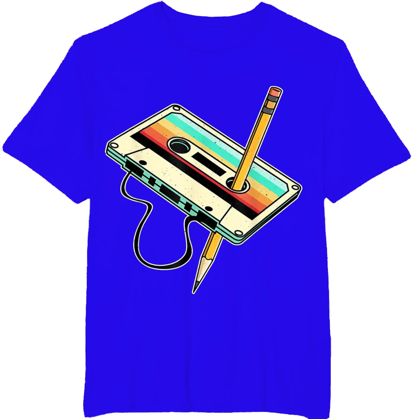 Unisex Retro Cassette Tape Pencil T-Shirt - Various Colors