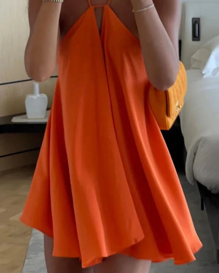 Women's Off-Shoulder Dress - Elegant Sleeveless, Hollow Out, Backless Design