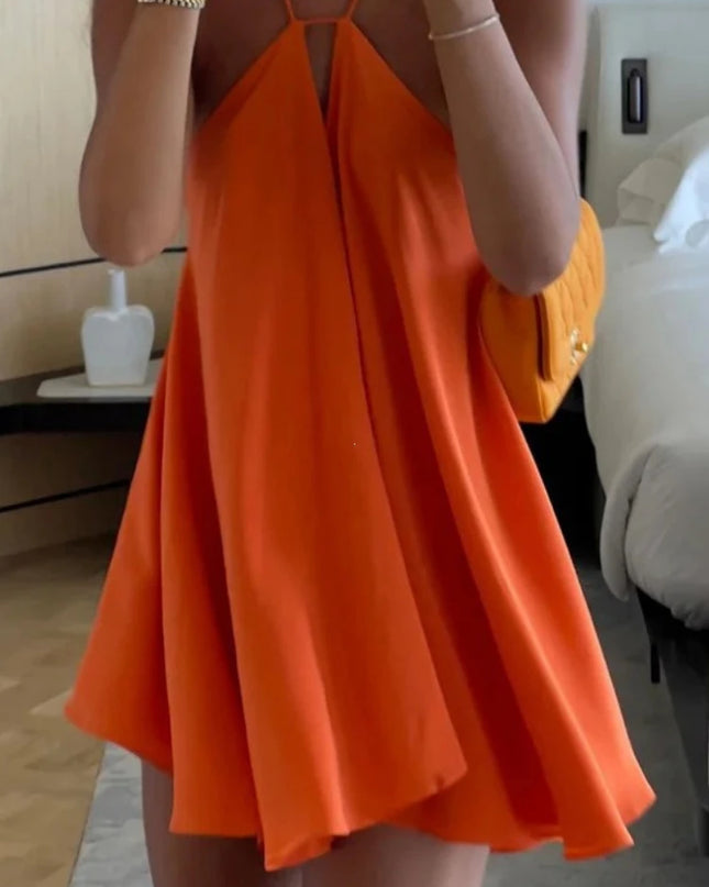 Women's Off-Shoulder Dress - Elegant Sleeveless, Hollow Out, Backless Design