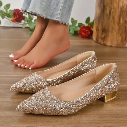 Women’s Shiny Silver Sequin Heels