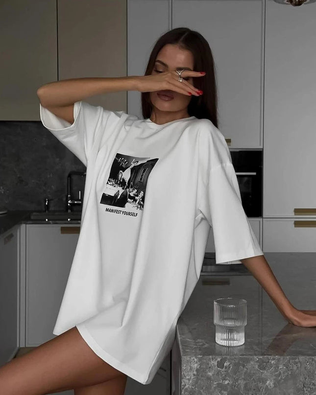 Women's Cotton Graphic Printed T-Shirt - Stylish Casual Tee for Women
