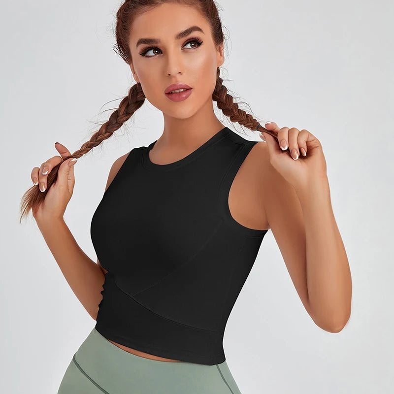 Women's Fitness Wear Sports Vest - Quick-Dry, Short, Slim Fit