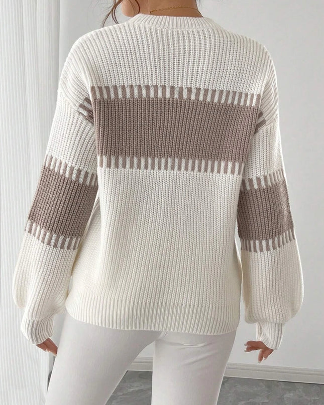 Casual Women's Knit Pullover with Stripes