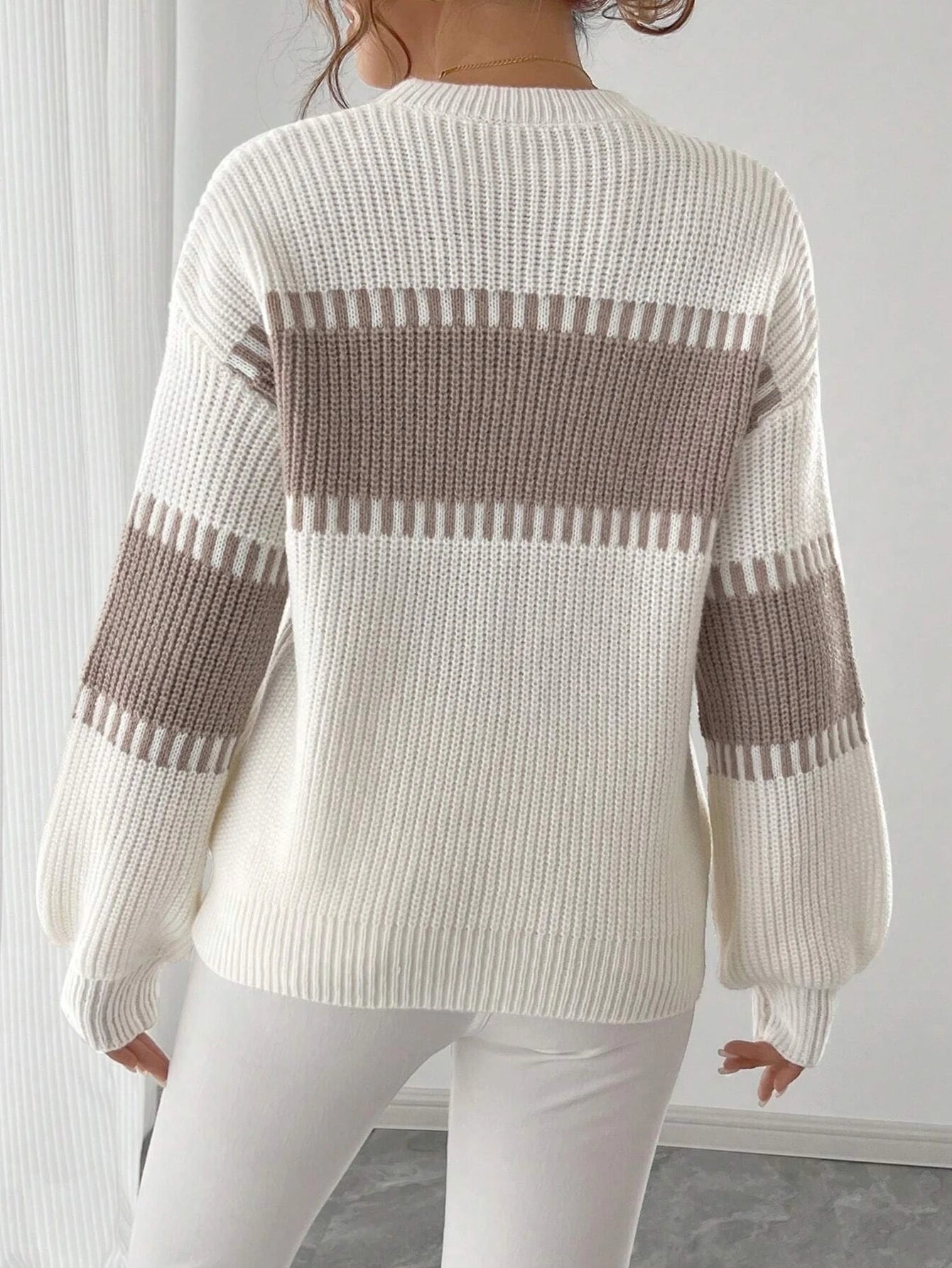 Casual Women's Knit Pullover with Stripes
